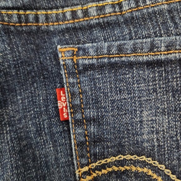 Levis 515 Bootcut Womens 16S 16 Short 35x28 Dark Blue Wash Boot Cut Denim Jeans - Picture 8 of 14